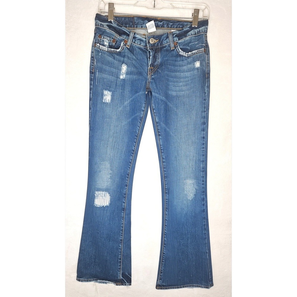 Lucky Brand Jeans 25 Blue Distressed Low Rise Bootcut American Made Denim
